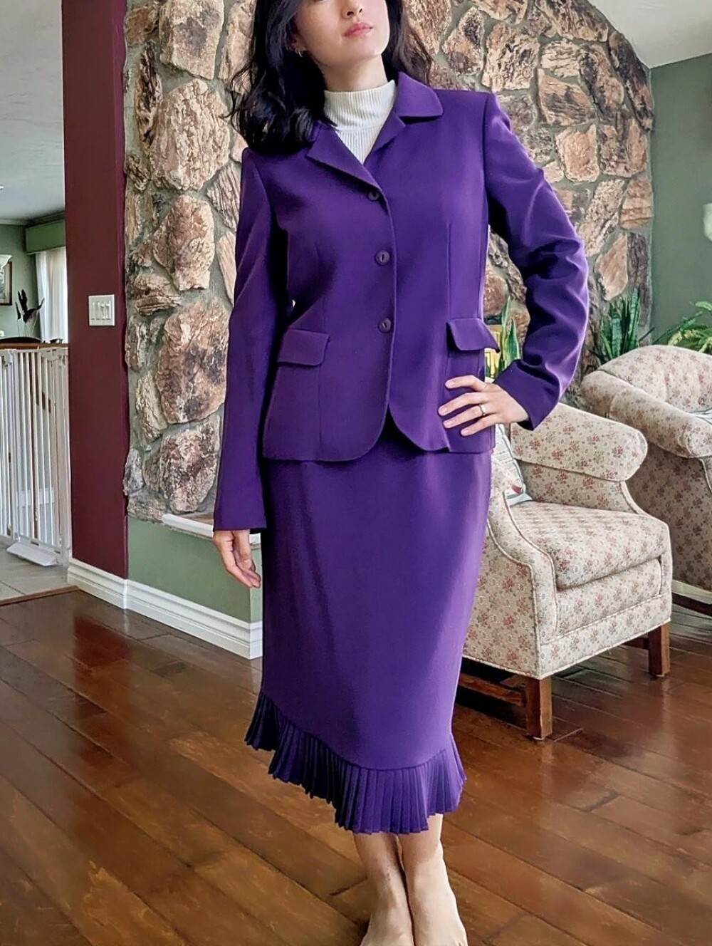 Collections for Le Suit Purple Skirt Suit Set Like New